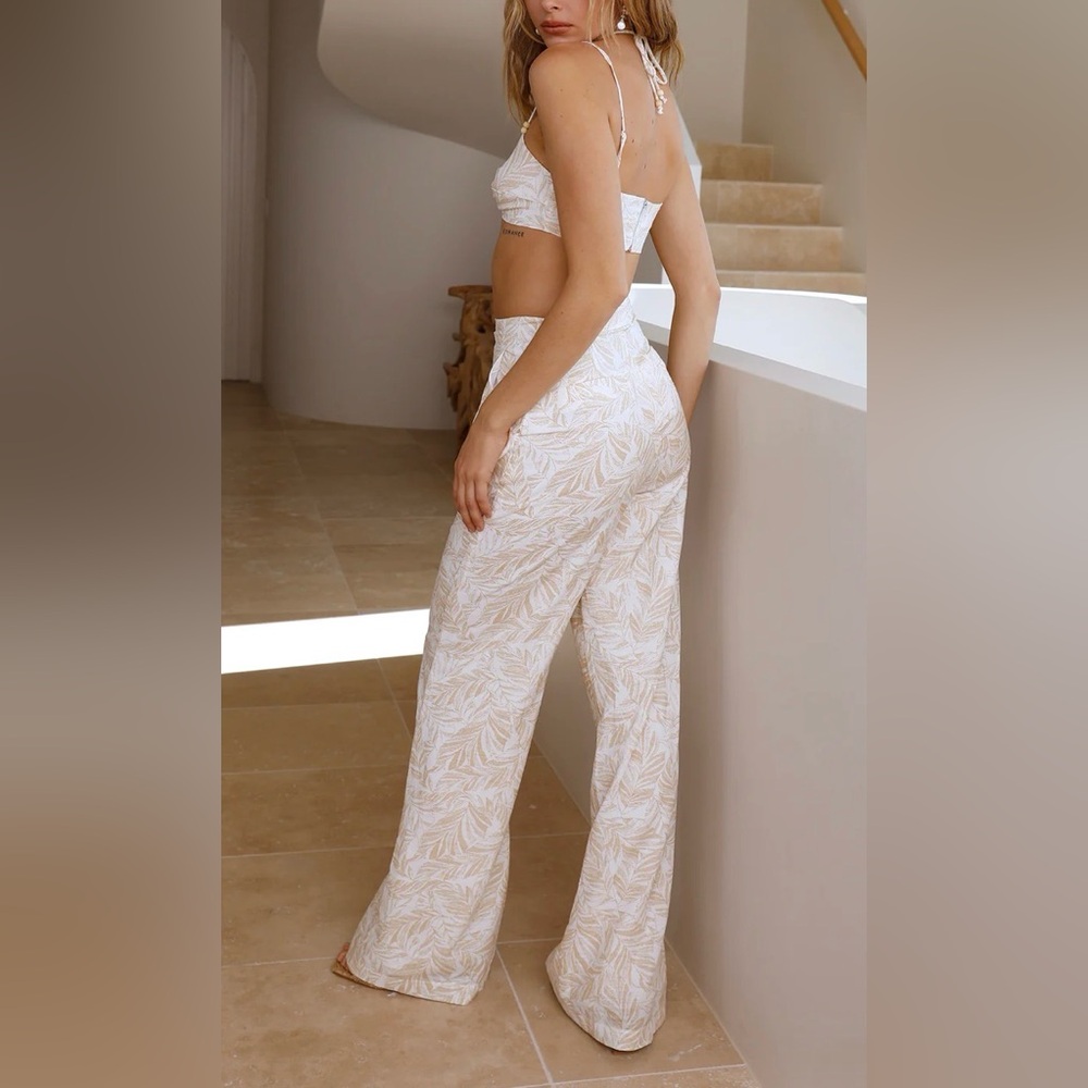 Hello Molly Swaying Palm Tree High Waist Wide-Leg Pants Size 6 New With Tag - Picture 2 of 8